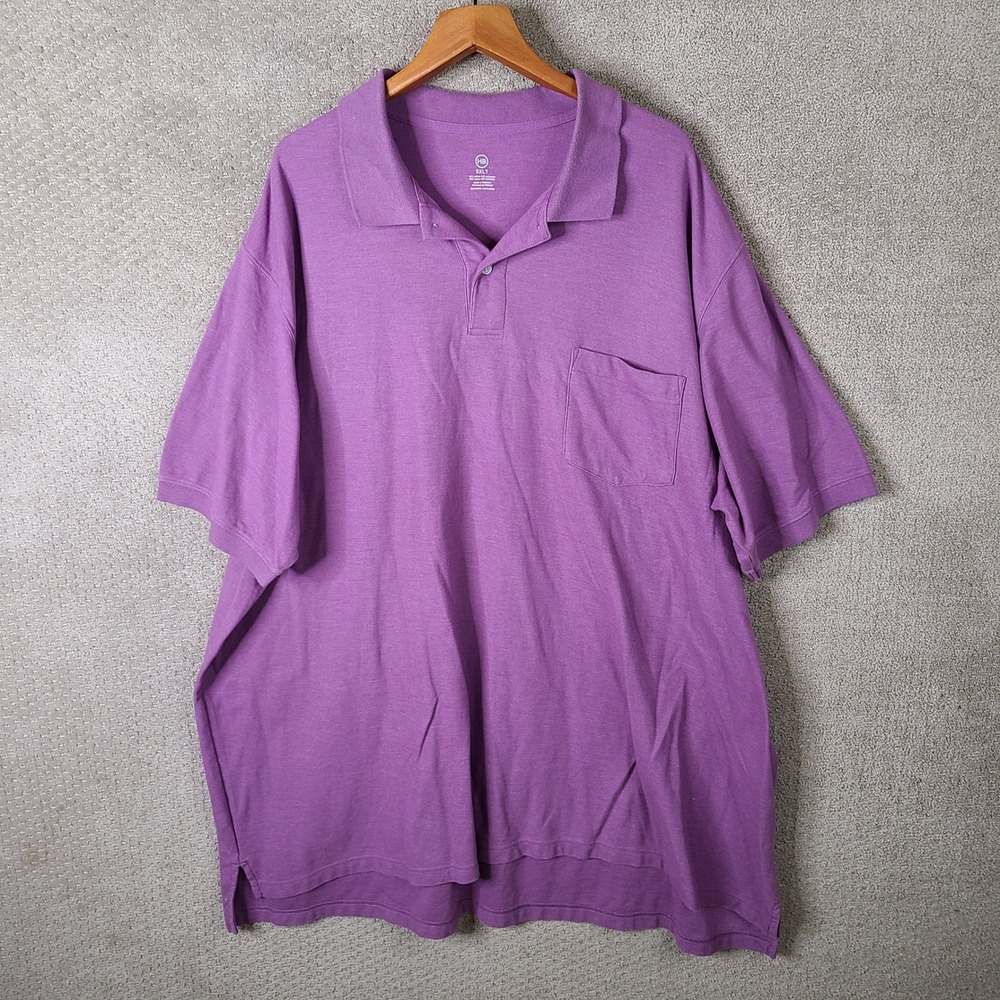 HB Harbor Bay Shirt Mens 5XLT Purple Short Sleeve Pocket Polo Cotton Blend